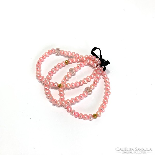 3 db tenyésztett gyöngy igazgyöngy karkötő rugalmas, méret:S/M - Echte Perlen Armband