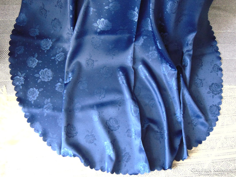 Elegant plum blue silk tablecloth 158 x 300 cm oval!