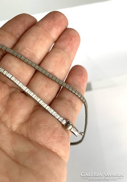 835 Ezüst lánc 40 cm, vastag domború nyakra felfekvő fényes ezüst nyaklánc nyakék 40 cm -es