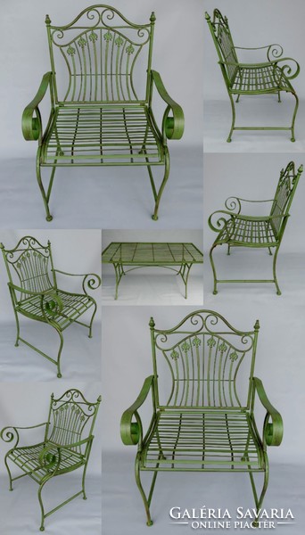 Wrought iron garden set (1 table + 6 armchairs)