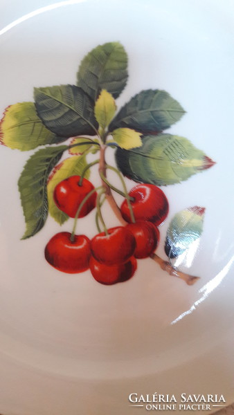6db Zsolnay gyümölcsös porcelán tányér