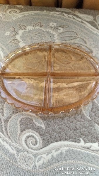 Salmon colored antique pink compartment plate