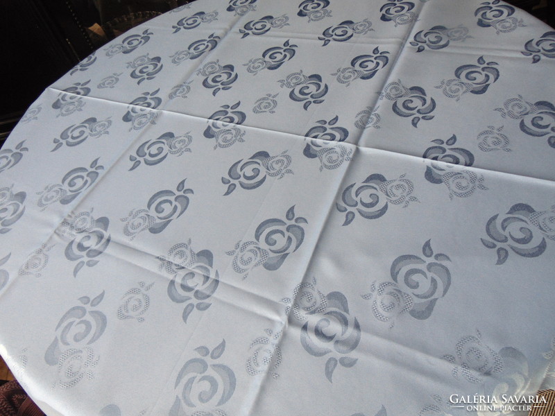 Dreamy, elegant sky blue silk damask tablecloth 136 x 178 cm rectangle.