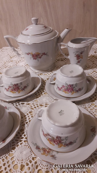 Zsolnay, beautiful flower pattern, antique, elf ears, tea or cappuccino set