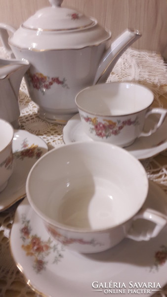 Zsolnay, beautiful flower pattern, antique, elf ears, tea or cappuccino set
