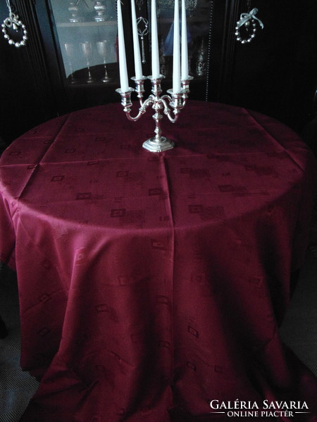 Meseszép burgundi vörös selyemdamaszt asztalterítő 160 x 280 cm téglalap  !