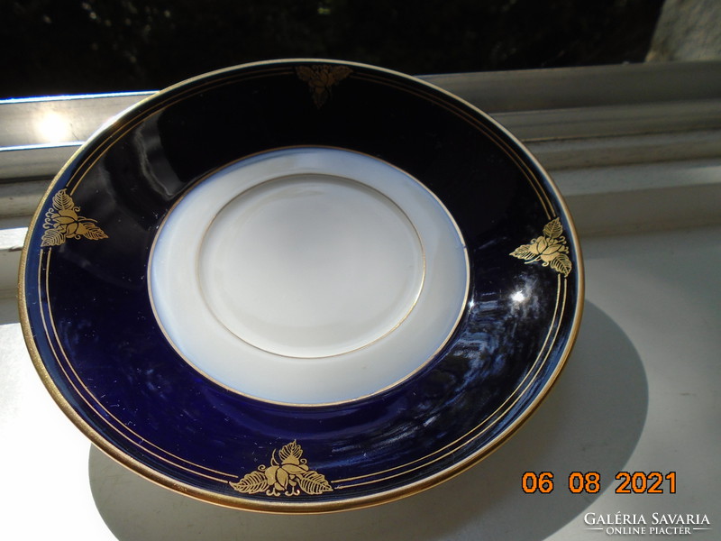 Empire Hand Painted Cobalt Gold Rose Tea Set with Embossed Snake Head and Bay Leaf Pattern