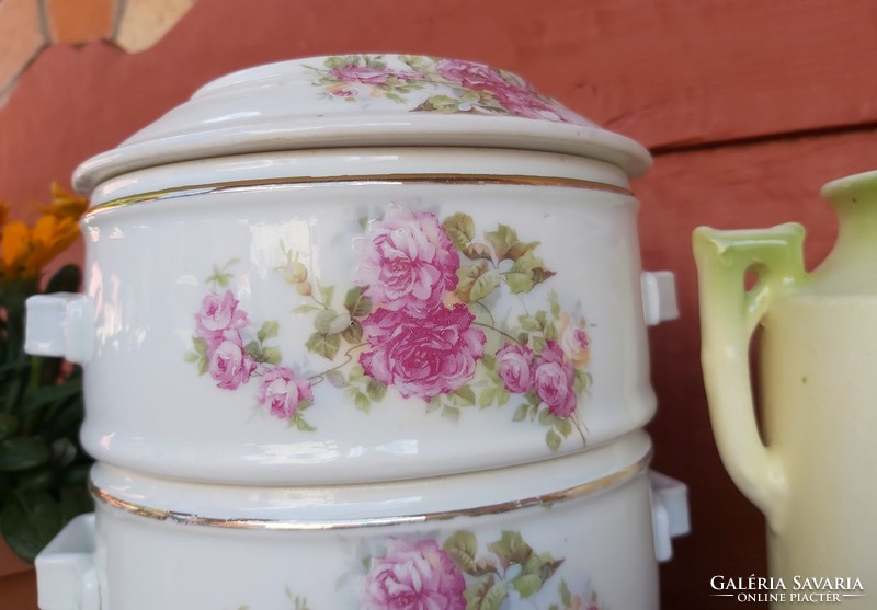 Beautiful rare antique floral rosy food bowl with collectible pieces of nostalgia antiques