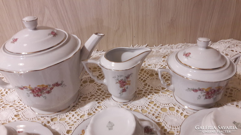 Zsolnay, beautiful flower pattern, antique, elf ears, tea or cappuccino set