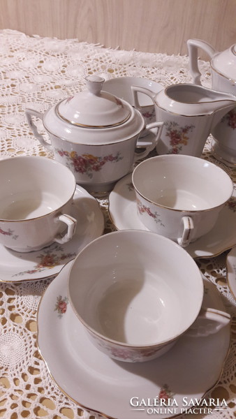 Zsolnay, beautiful flower pattern, antique, elf ears, tea or cappuccino set