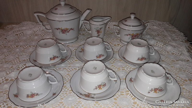 Zsolnay, beautiful flower pattern, antique, elf ears, tea or cappuccino set