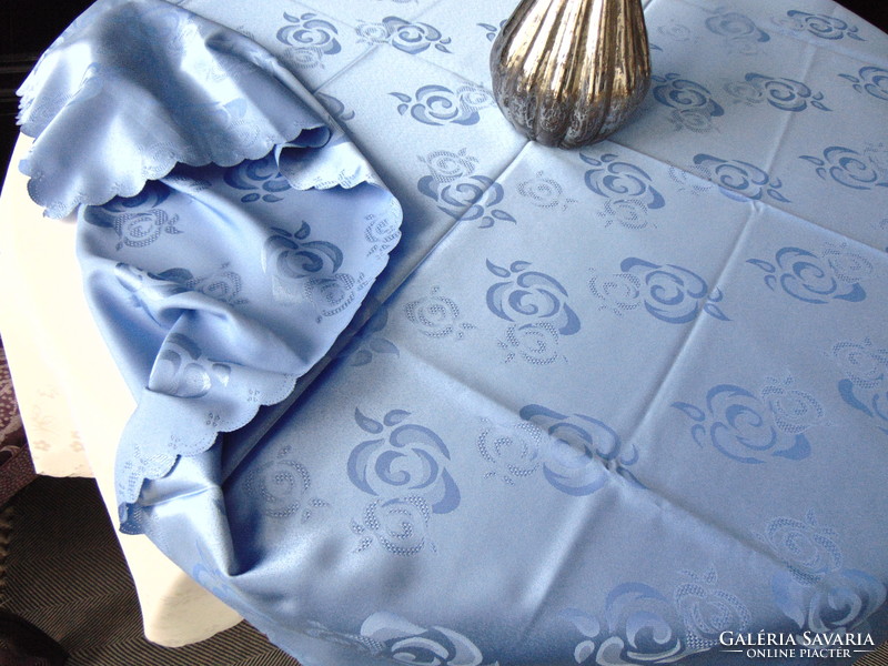 Dreamy elegant sky blue silk tablecloth 138 x 180 cm