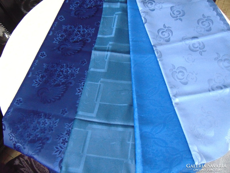 Elegant plum blue silk tablecloth 142 x 276 cm rectangle