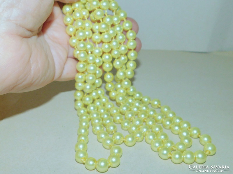 Cream yellow shell pearl extra long pearl necklace - 150 cm! 2021. Fashion of the year