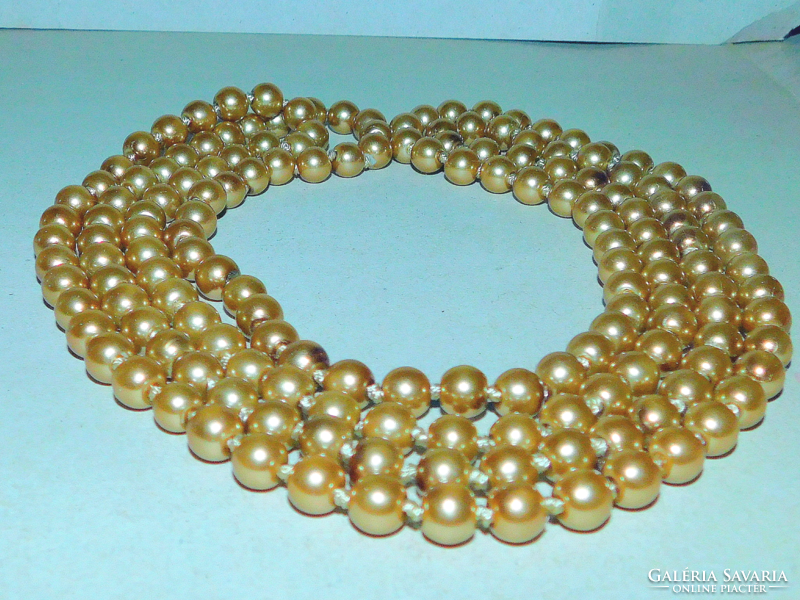 Gold brown shell pearl extra long pearl necklace - 150 cm!