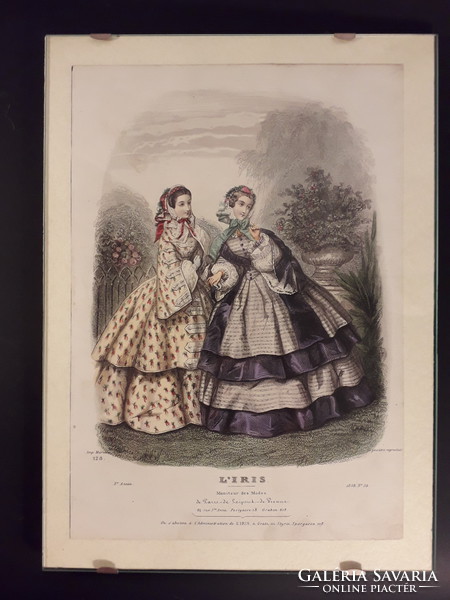 French antique steel engraving with hand coloring antique fashion print heloise leloir for the price of its frame