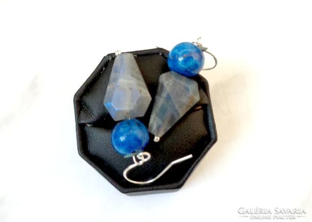 Labradorite lapis earrings and pendant set