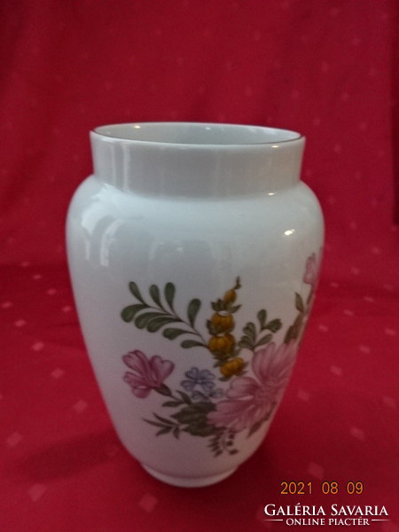 Zsolnay porcelán váza, Rózsaszín virággal, magassága 19 cm. Vanneki!