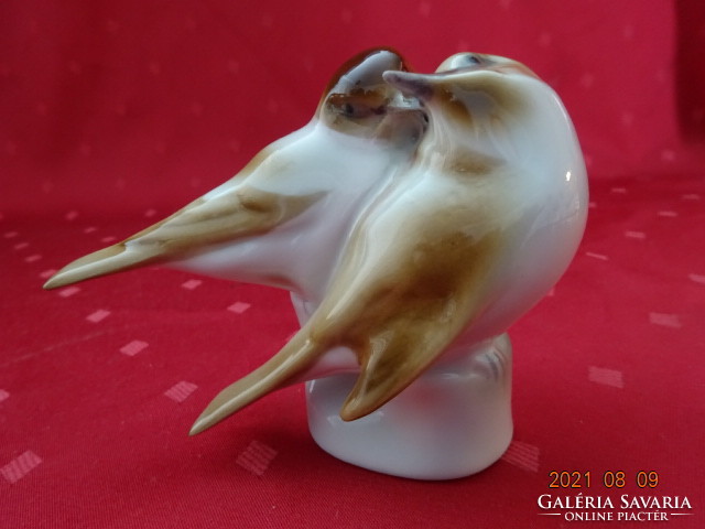 Zsolnay porcelán figura, barna tollú madárpár, magassága 9 cm. Vanneki!