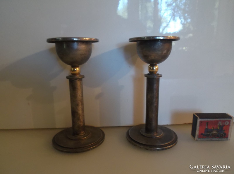 Candle holder - 2 pcs - silver-plated - gold-plated - old - 15 x 8 cm - perfect