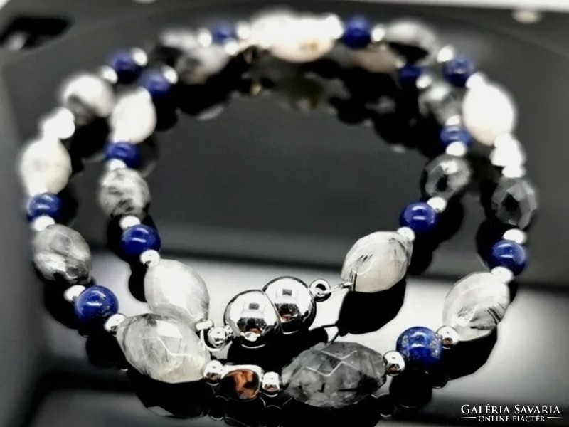 Tourmaline Rutile Quartz- Lapis Lazulite Gemstone Necklaces - New Rare