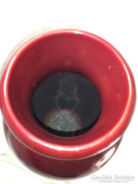 Ritka nagy méretű Zsolnay bordó fekete labrador ökörvér mázas eozin porcelán váza