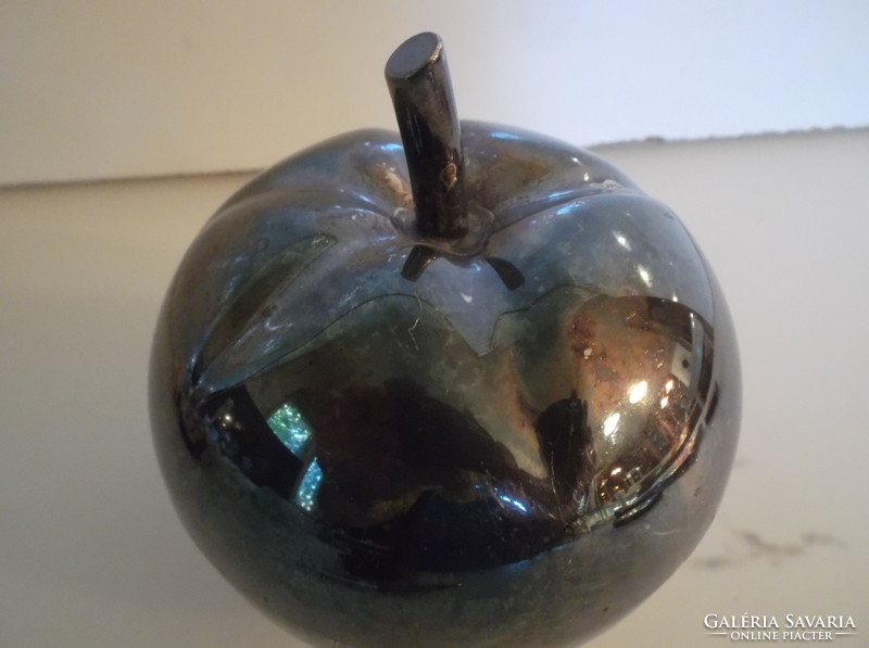 Sugar bowl - apple - silver-plated - glass insert - made of thick material - 11 x 10 cm - German