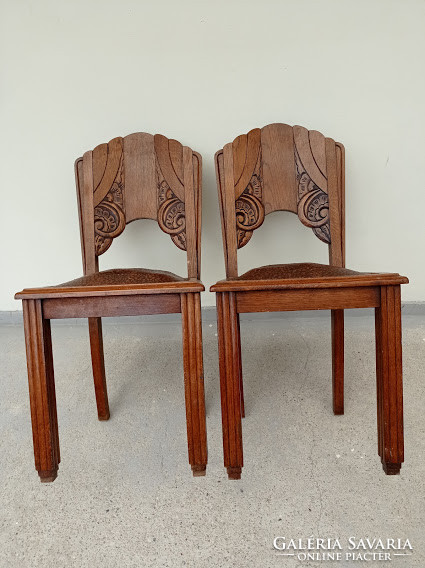 Antik 2 darab art deco faragott keményfa szék 4380