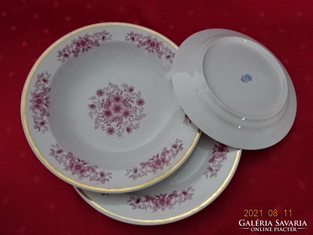Alföldi porcelain, flat plate with pink flowers, diameter 24 cm. He has!