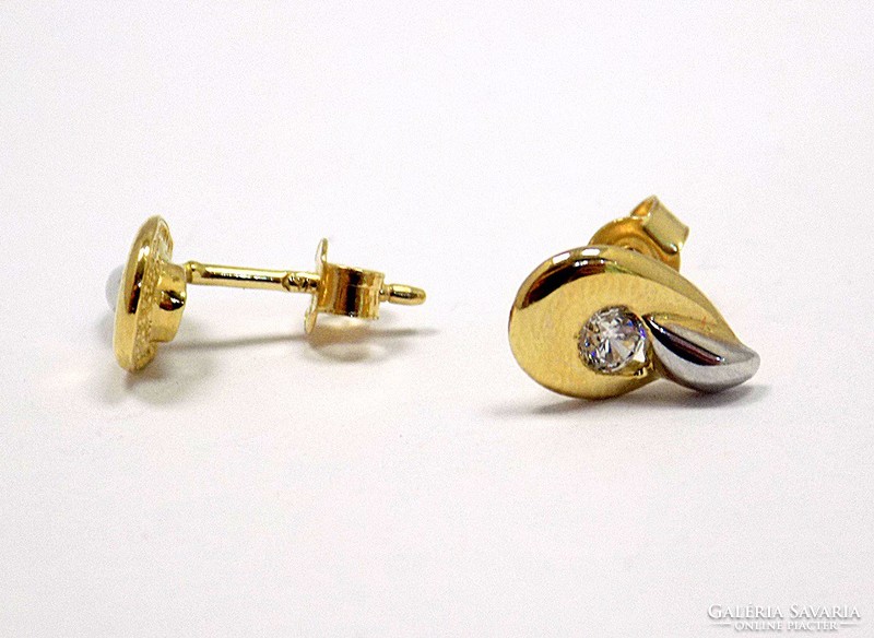 Stone yellow and white gold earrings (zal-au98089)