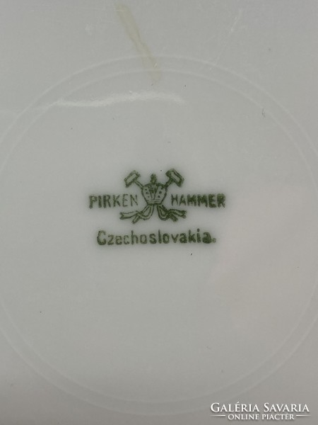 Kézzel festett, gazdagon díszített Pirkenhammer csehszlovák porcelán dísztányér - CZ