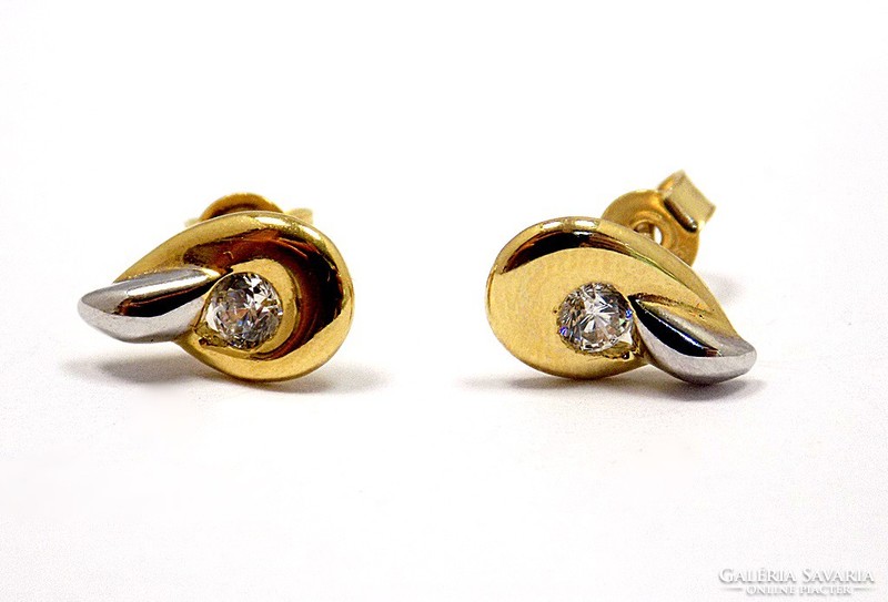Stone yellow and white gold earrings (zal-au98089)