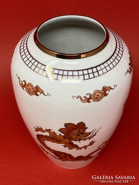 Retro lichte German porcelain oriental style large vase with Chinese dragon pattern (18.5cm) - cz