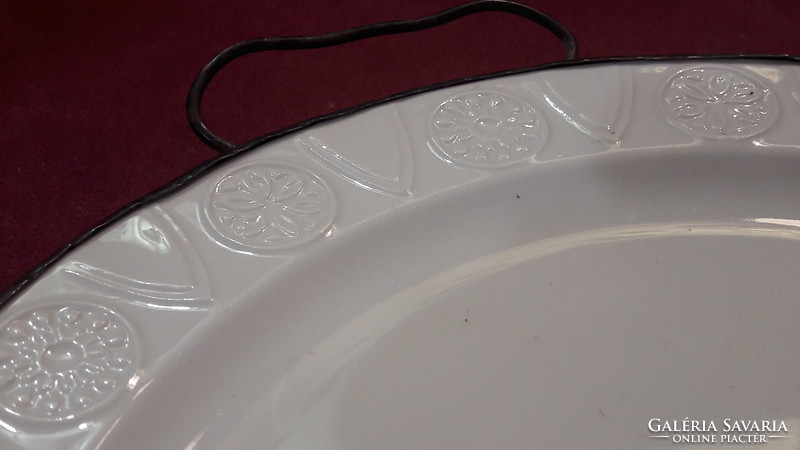 Antique faience inlaid copper kitchen bowl 3.