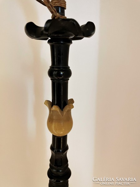 Long ebony pipe stem with bone decoration