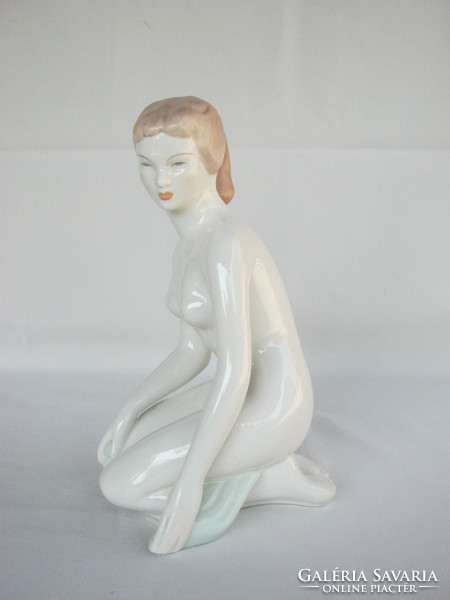 Retro ... Aquincum porcelain large kneeling female nude