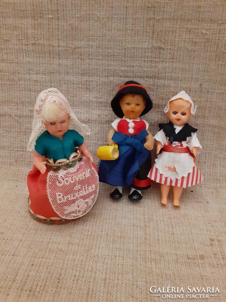3 pcs. Hand-painted dolls with beautiful faces in old folk clothes