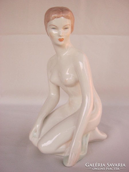 Retro ... Aquincum porcelain large kneeling female nude