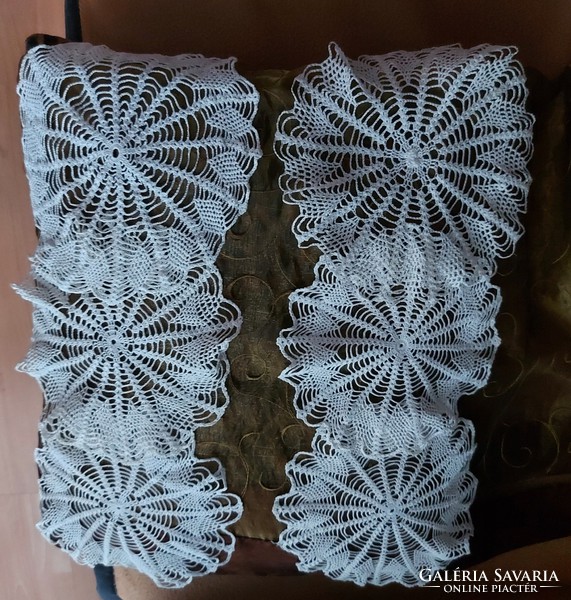 Old handmade crochet, white, lace, tablecloth, under nipple, 3 x 2 pcs, 19-20-21 cm