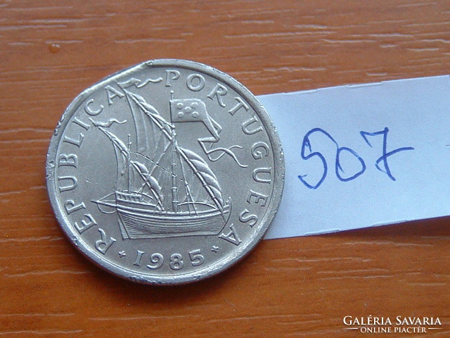 Portugal 5 escudos 1985 copper-nickel, casa da moeda Lisbon, old ship #507