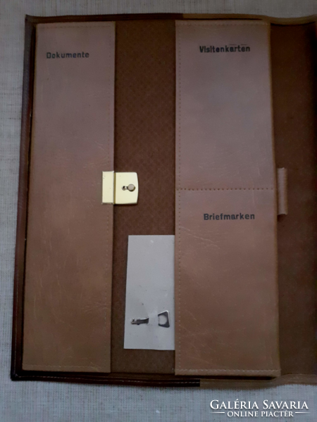 Hand-made silk-lined leather file book cover with a matching document folder