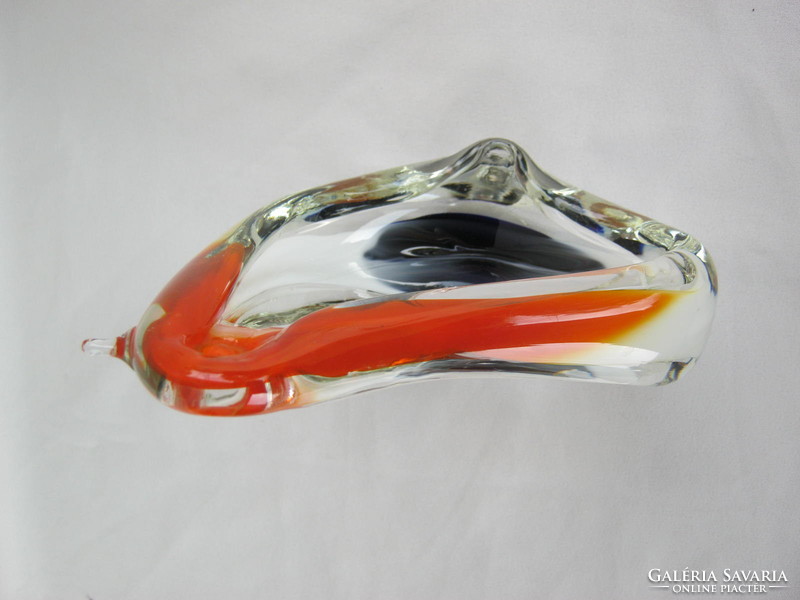 Retro ... Bohemia thick colored glass bird-shaped bowl