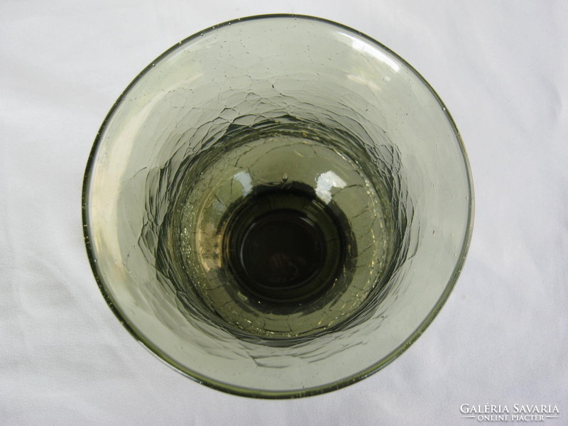 Retro ... Karcagi Berekfürdői fátyolüveg repesztett üveg váza