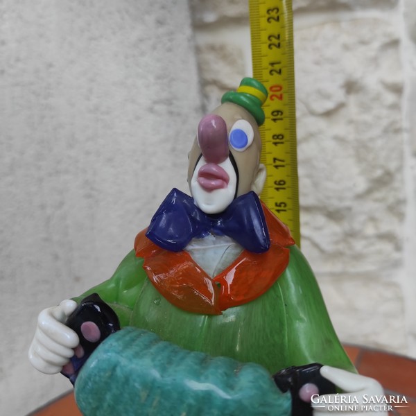 Murana glass colorful clown! Circus: music-clown with harmony! Venice, blown glass masterpiece, large size