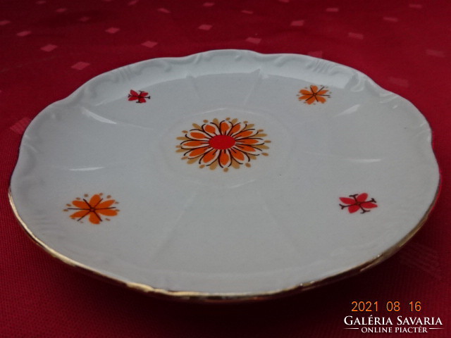 Zsolnay porcelán, antik, pajzspecsétes, sárga virágos kávéscsésze alátét. 4 db együtt eladó Vanneki!