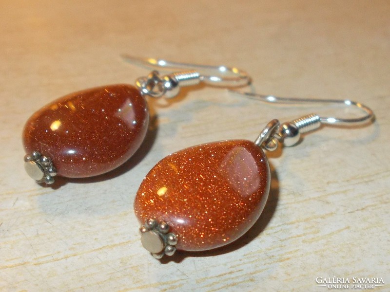 Gold sunstone with goldfluss drop stone earrings