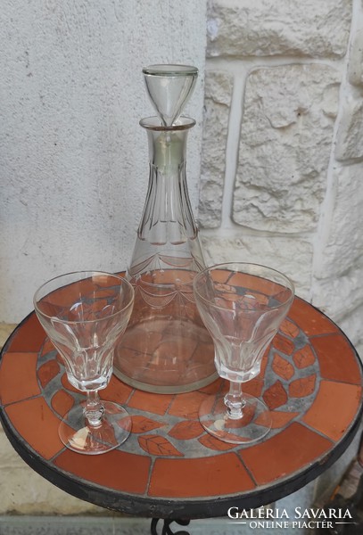Csiszolt antik palack boros likörös karaffa csiszolt üveg!