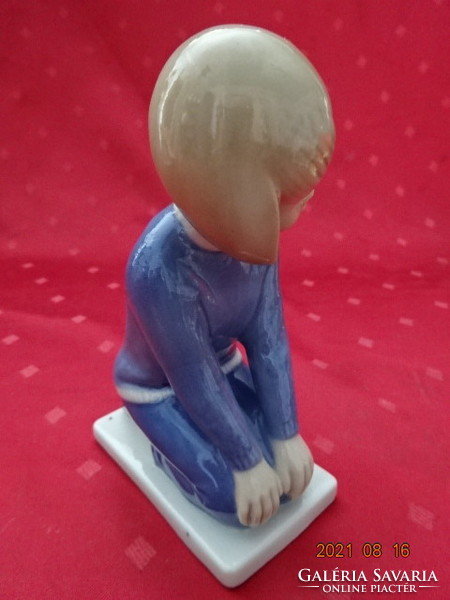 GH&co  német porcelán figura, térdelő kislány, magassága 15 cm. Vanneki!