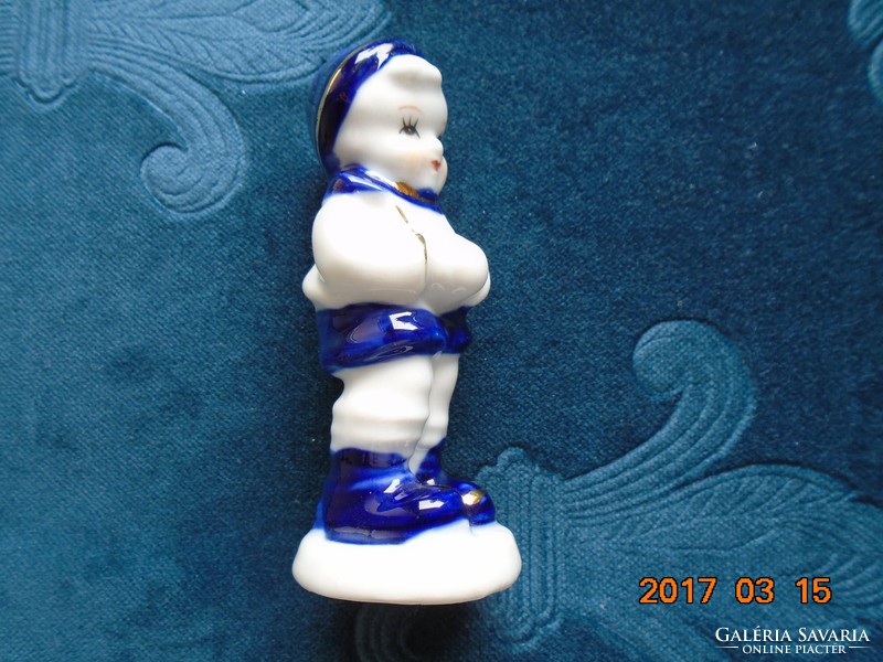 Kobalt arany Didergő  fiúcska figurális porcelán