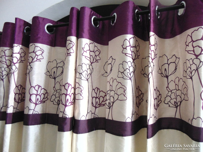 Lined curtains cream - purple